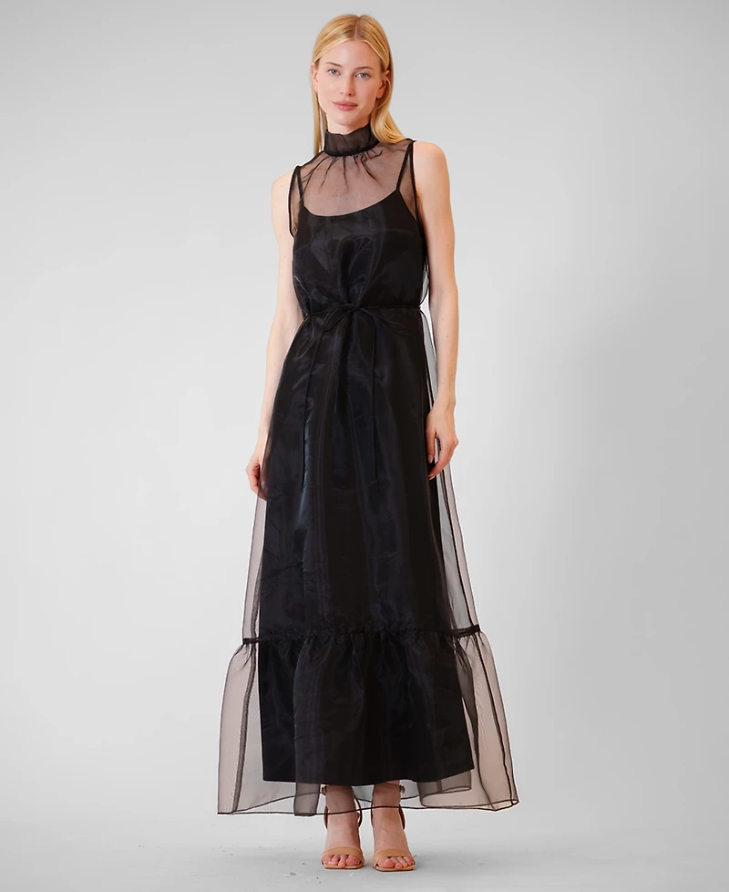 julia jordan Women's Polyester High Neck Overlay Dress