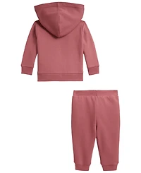 Polo Ralph Lauren Baby Girls' Picot-Trim Fleece Hoodie and Jogger Pants, 2-Piece Set