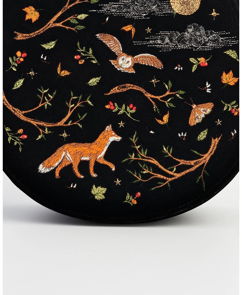 Fable England Fox And Owl Embroidered Top Handle Saddle Bag