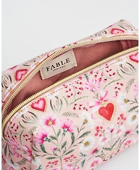 Fable England Women's Floral Heart Cosmetic Pouch