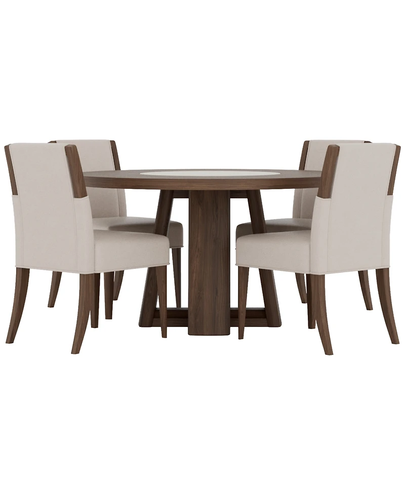 Amelie Round 5-Piece Wood Dining Set (Table and 4 Upholstered Side Chairs)