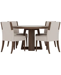 Amelie Round 5-Piece Wood Dining Set (Table and 4 Upholstered Side Chairs)