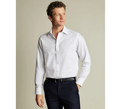 Charles Tyrwhitt Men's Spread Collar Rounded Cuffs Solid Dress Shirt