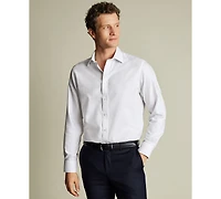 Charles Tyrwhitt Men's Spread Collar Rounded Cuffs Solid Dress Shirt