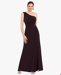 Betsy & Adam Women's One-Shoulder Ruched Draped Dress
