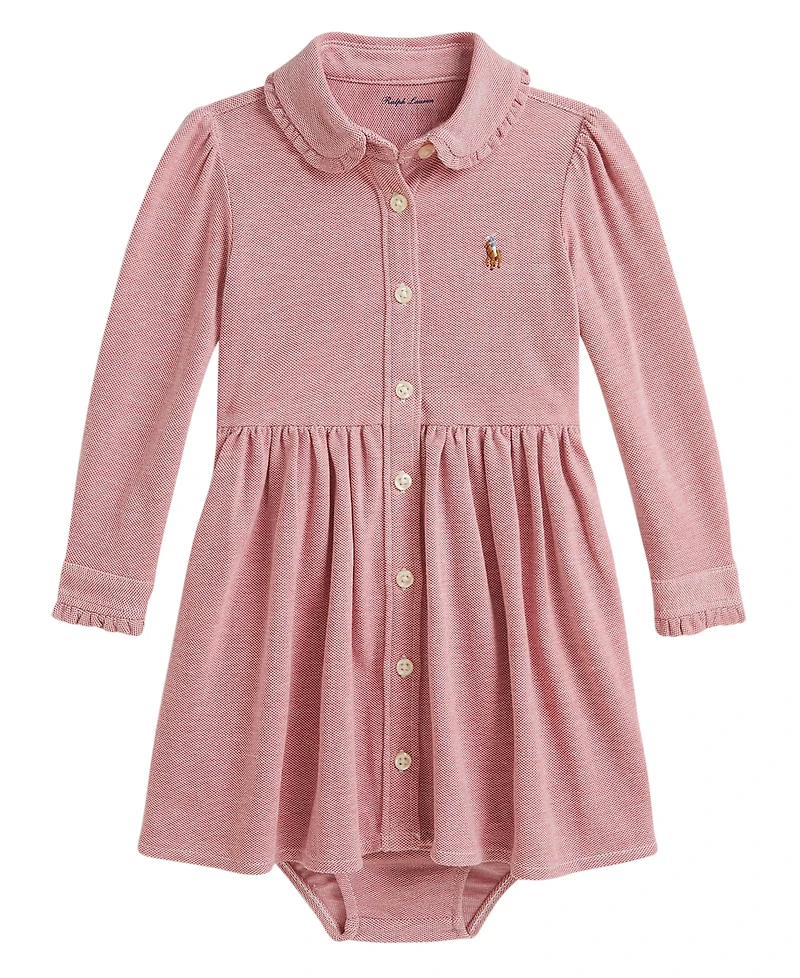 Polo Ralph Lauren Baby Girls' Long-Sleeve Oxford Dress and Bloomer, 2-Piece Set