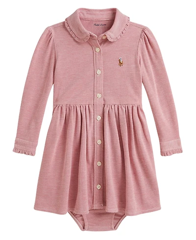 Polo Ralph Lauren Baby Girls' Long-Sleeve Oxford Dress and Bloomer, 2-Piece Set