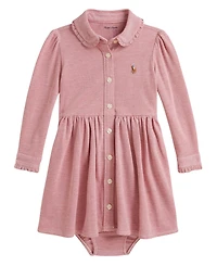 Polo Ralph Lauren Baby Girls' Long-Sleeve Oxford Dress and Bloomer, 2-Piece Set