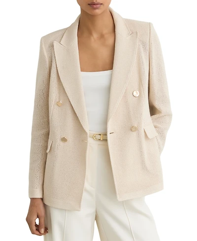 Reiss Women's Open-Weave Double-Breasted Blazer