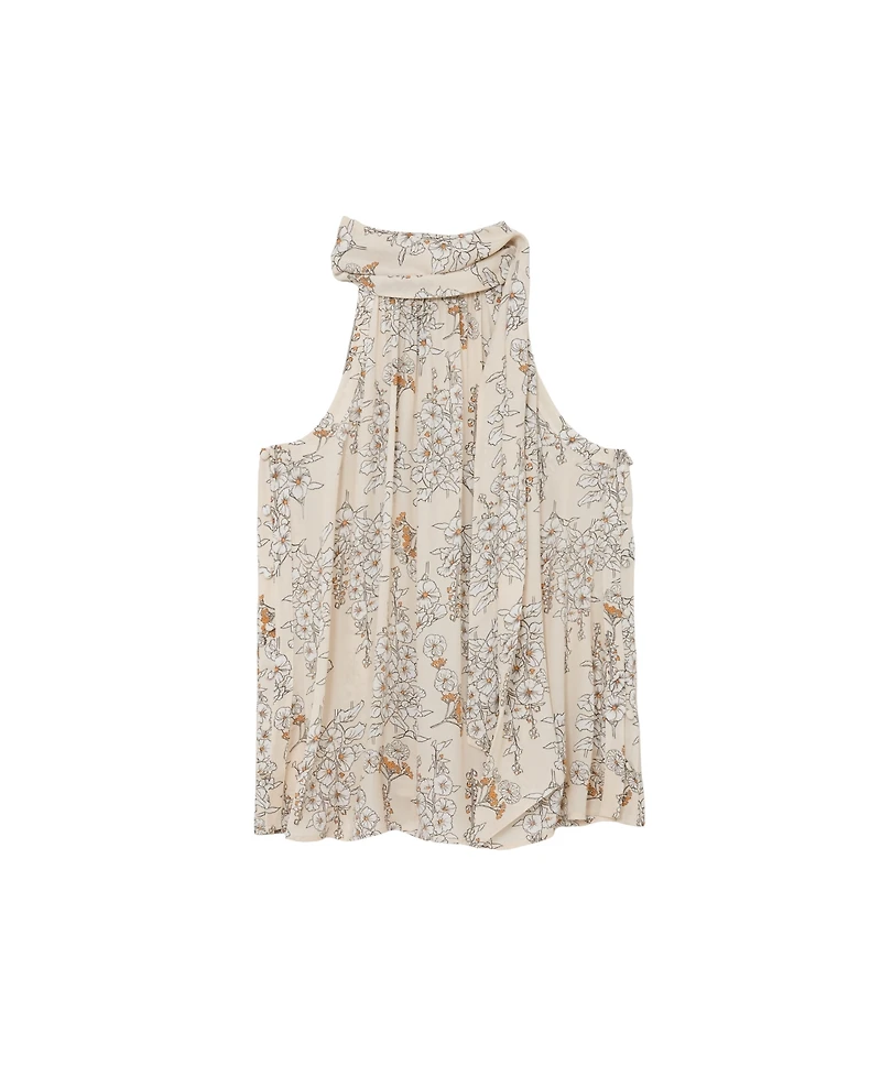 Reiss Women's Floral-Print Scarf-Neck Top