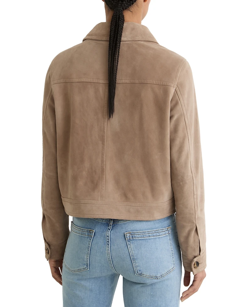 Reiss Women's Suede Cropped Trucker Jacket