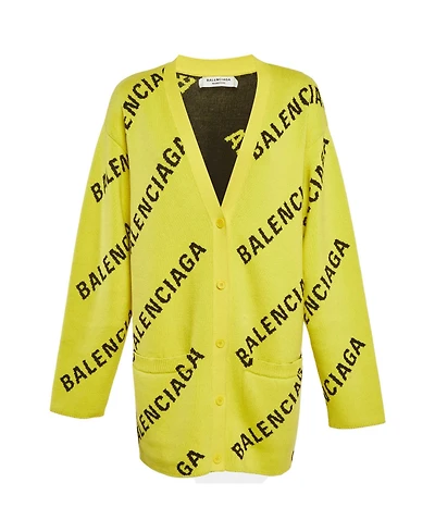 Pre-Owned Balenciaga Women's Logo All Over Knit Cardigan