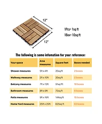 Mondawe Acacia Wood Checker Pattern Interlocking Deck Tiles