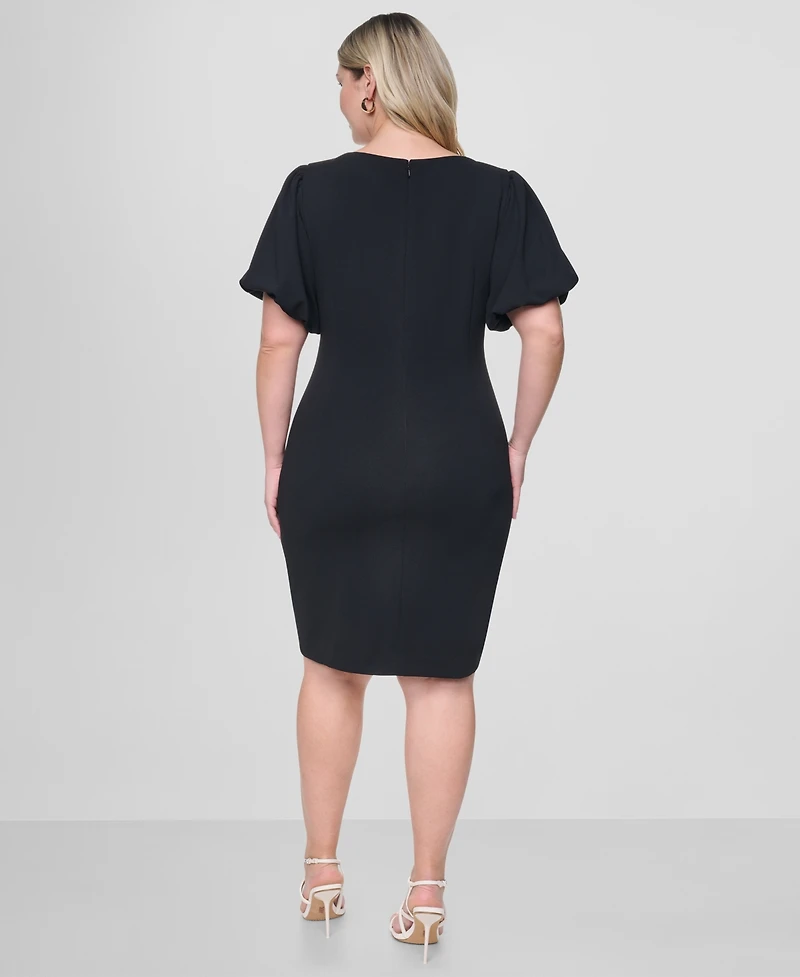 Dkny Plus Jewel Neck Bubble Sleeve Sheath Dress