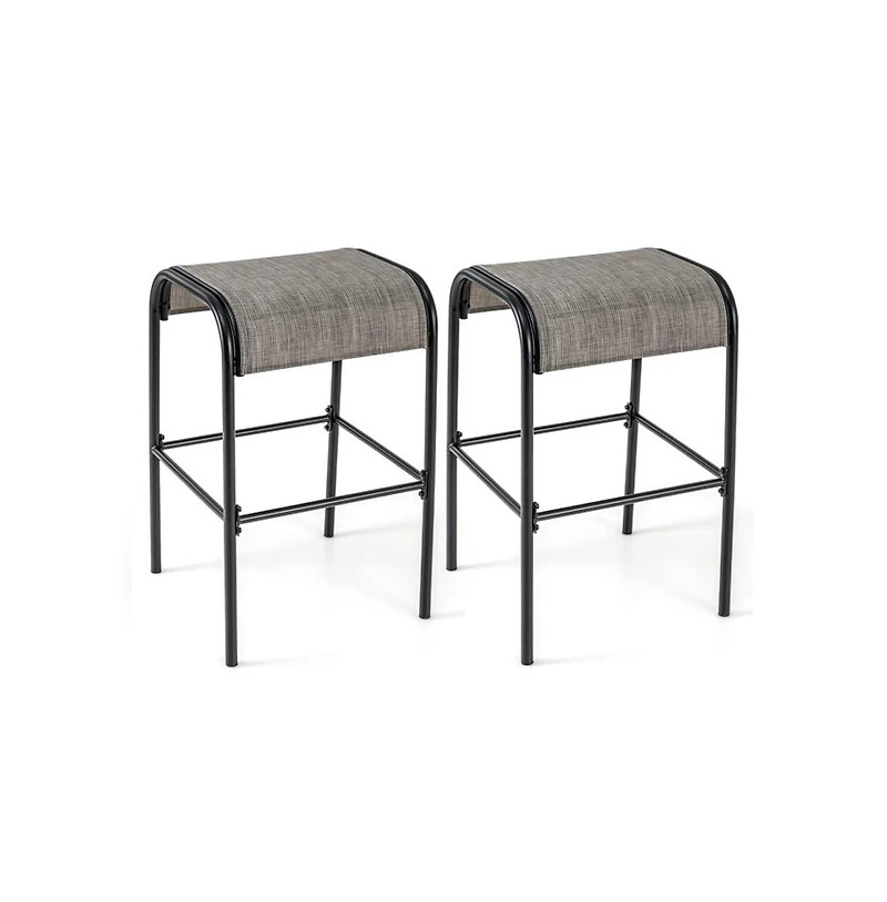 Boyel Living Set of 2/4 Patio Metal Bar Stools with Curved Fabric Seat-Set of 2