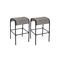 Boyel Living Set of 2/4 Patio Metal Bar Stools with Curved Fabric Seat-Set of 2