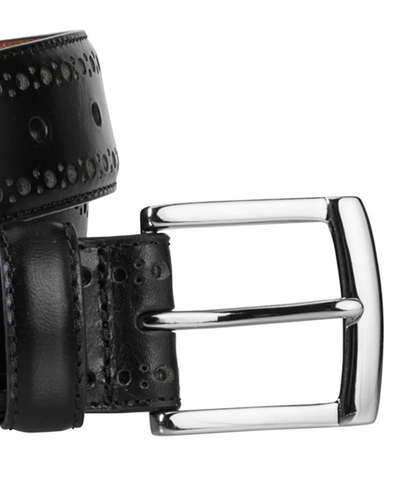 Johnston & Murphy Men's Metal Buckle Leather Belt