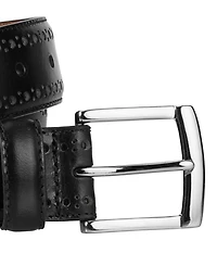 Johnston & Murphy Men's Metal Buckle Leather Belt