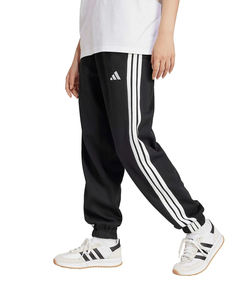 adidas Women's Essentials 3-Stripes Pull On Fleece Loose Pants
