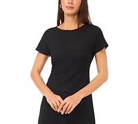 Msk Women's Short Sleeve Side Ruched Assymmetrical Maxi Dress