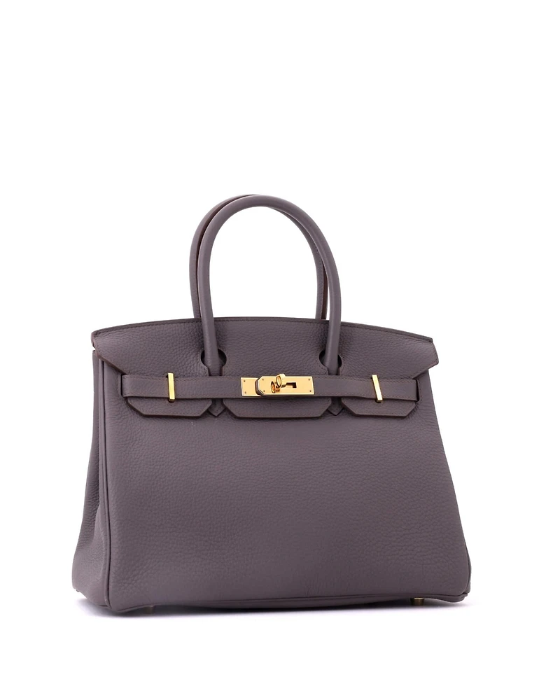Pre-Owned HERMES Birkin 30 Handbag Grey Togo with Gold Hardware