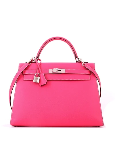 Pre-Owned HERMES Kelly 32 Handbag Epsom with Palladium Hardware
