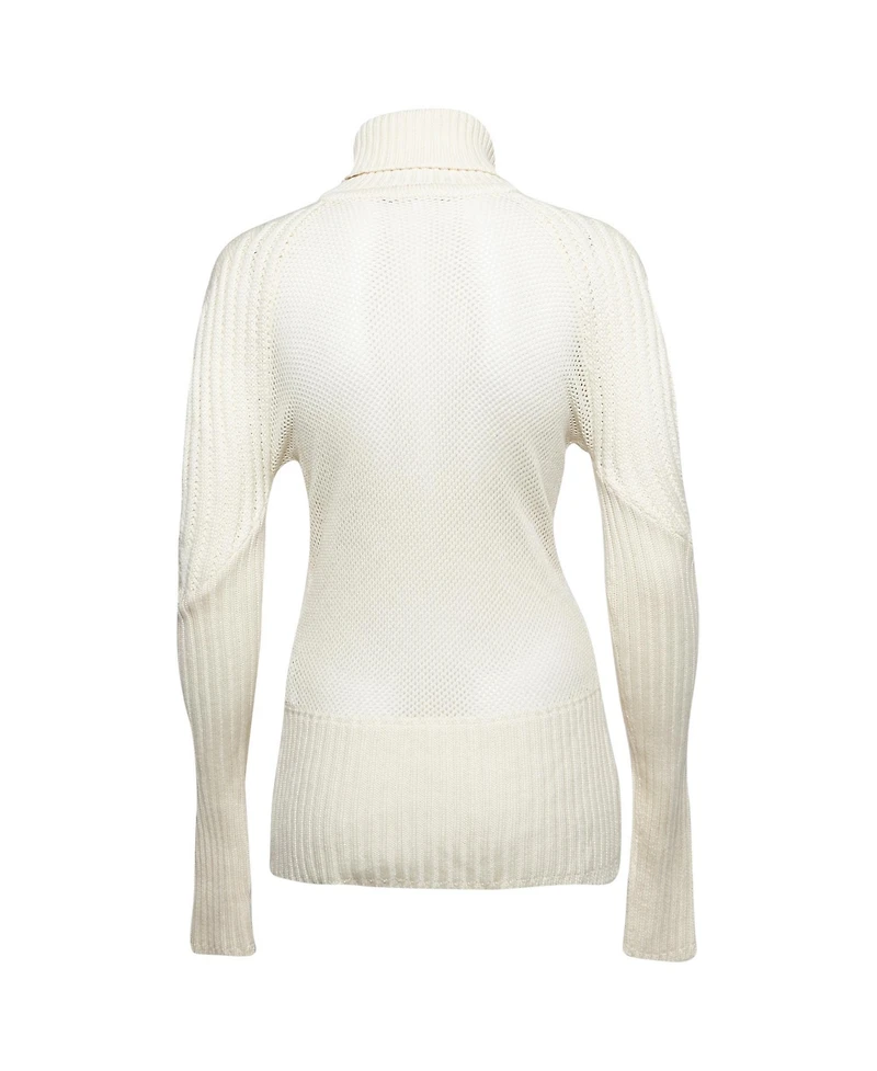 Pre-Owned Versace Women's Cream Rib Knit Turtle Neck Sweater