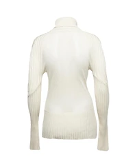 Pre-Owned Versace Women's Cream Rib Knit Turtle Neck Sweater