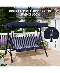 gaomon Outdoor Porch Swing, 3 Seat Patio Swing Chair with Adjustable Canopy, Heavy Duty Cup Holder Trays, Cushion