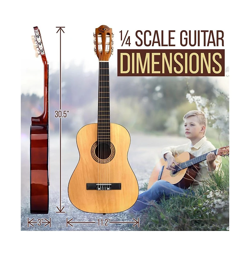 Pyle 30" Junior Classic Style Guitar Kit with Digital Tuner & Accessories - PGACLS30
