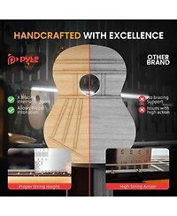 Pyle 34" Beginner Acoustic Guitar Kit, 6-String 1/2 Junior Size All-Wood Guitar for Kids & Adults