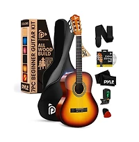 Pyle 36" 3/4 Scale Classical Guitar Kit with Digital Tuner & Accessories - PGACLS82BB