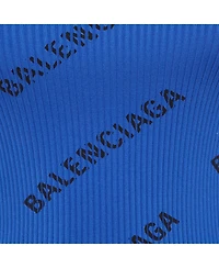 Pre-Owned Balenciaga Women's Logo Print All-Over Rib Knit Pullover