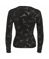 Pre-Owned Balenciaga Women's Eiffel Tower Rhinestone Velvet Sweater