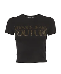 Pre-Owned Versace Women's Jeans Couture Logo Embellished Cotton Crop Top