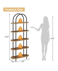 gaomon 71 Inch Bookshelf 5 Tier Bookcase Arched Display Racks Tall Freestanding Open Storage Shelf