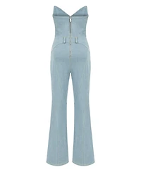 Jendue Women's Marvel Maxi Denim Jumpsuit - Strapless, Cut-Out