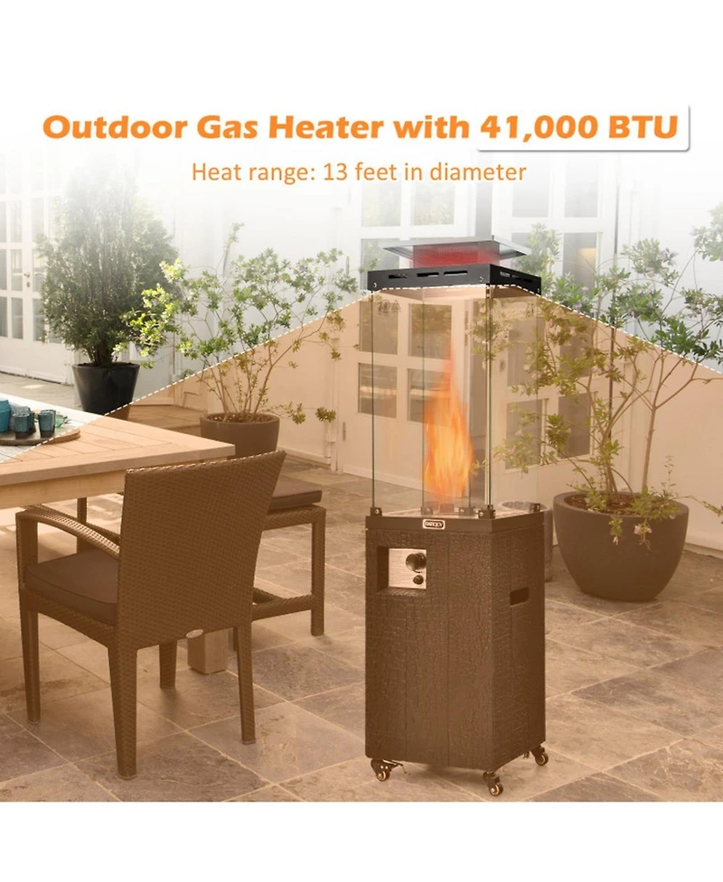 Gouun 41000 Btu Propane Patio Heater with Metal Hood and Lockable Wheels