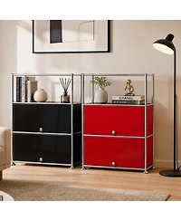 Mega Casa 3-Tier Storage Cabinet Metal Shelving Unit – Multi-Functional Kitchen Organizer, White