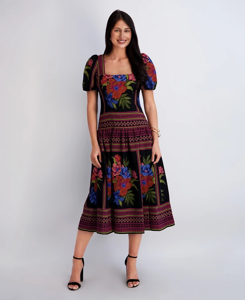 Kensie Women's Square Neck Printed Dress
