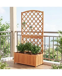 Sugift Wooden Raised Garden Bed with Trellis 63 Inch Tall Garden Planter