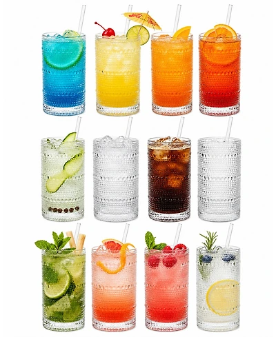 The Wine Savant Hobnail Highball Glasses, Set of 12