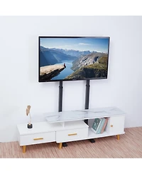 Unho Floor Standing Tv Stand 3 Height Adjustable Fits 32"-65" Adjustable Wall-Leaning Design Max Vesa 600400mm