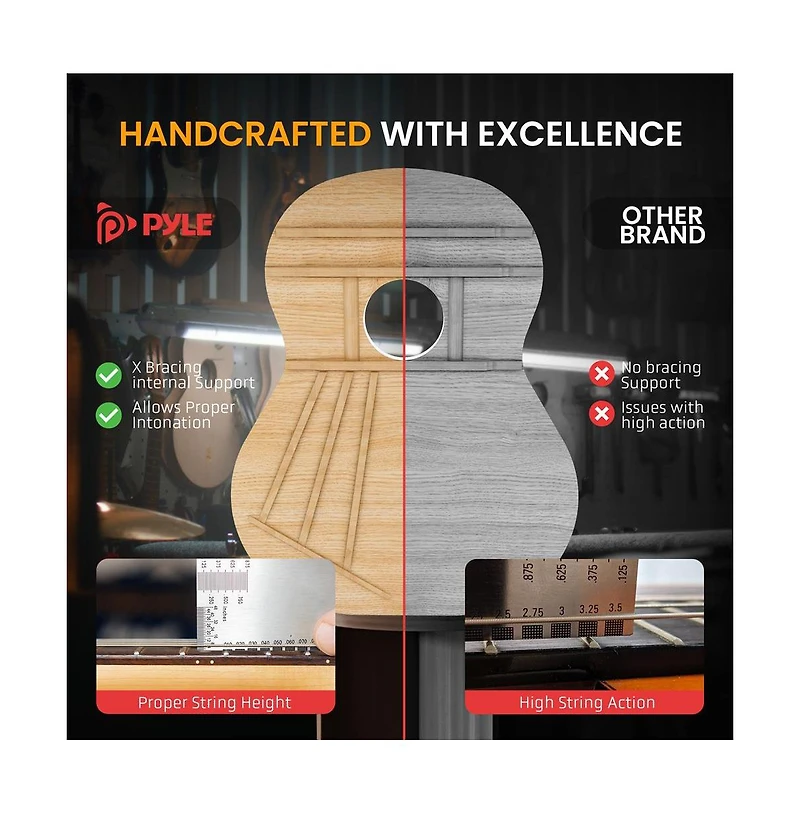 Pyle 30" 6-String Left-Hand Classical Acoustic Guitar for Beginners & Adults with Accessory Kit