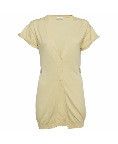 Pre-Owned Brunello Cucinelli Women's Cream Cotton Knit Long Cardigan