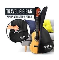 Pyle Left-Handed 3/4 Size Beginner Acoustic Guitar Kit - 36" Junior All Wood Instrument for Kids & Adults