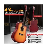 Pyle 41 inch Full-Size Acoustic Guitar Kit, Cutaway Body with Digital Tuner and Accessory Kit