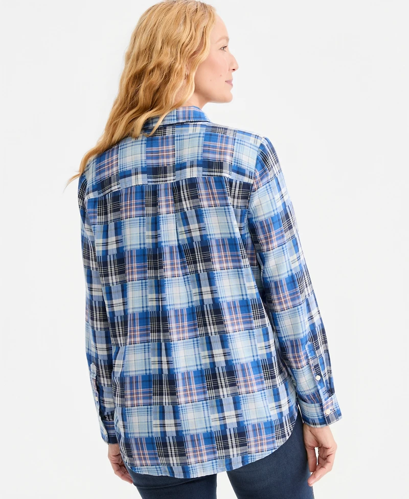 Style & Co Women's Plaid Button-Front Top, Macy's Exclusive