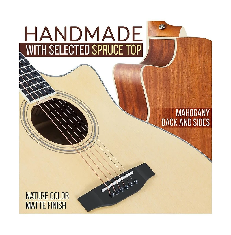 Pyle 6-String Electric Acoustic Guitar - Guitar with Digital Tuner & Accessory Kit