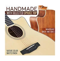 Pyle 6-String Electric Acoustic Guitar - Guitar with Digital Tuner & Accessory Kit